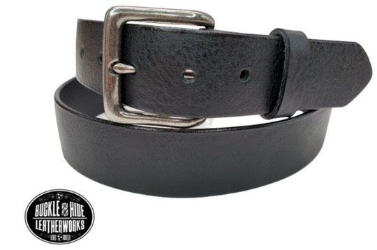 &nbsp;If you prefer a soft already broken in feel this is the perfect belt. Lightly Pebbled top grain cowhide leather will not tear nor peel apart. Available in BLACK or CHOCOLATE Brown , pick one or the COMBO. It has a classic satin finish, smooth pebble texture, with beveled painted edges. The strap is 1 1/2" wide and has a antique silver colored buckle held by 2 snaps for easy buckle change. Comfortable from the start, belt is handmade in our Smyrna, TN shop, just outside Nashville.