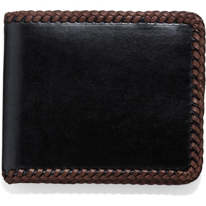 A updated version of the classic laced wallet. This much better version has Leather lace not plastic plus 3 card and 3 interior pockets plus and I.D. window. These take a considerable amount of time to lace the edges. Measures 4 3/4" by 3 1/2" by 3/4 thick. Available only in black with brown lace.