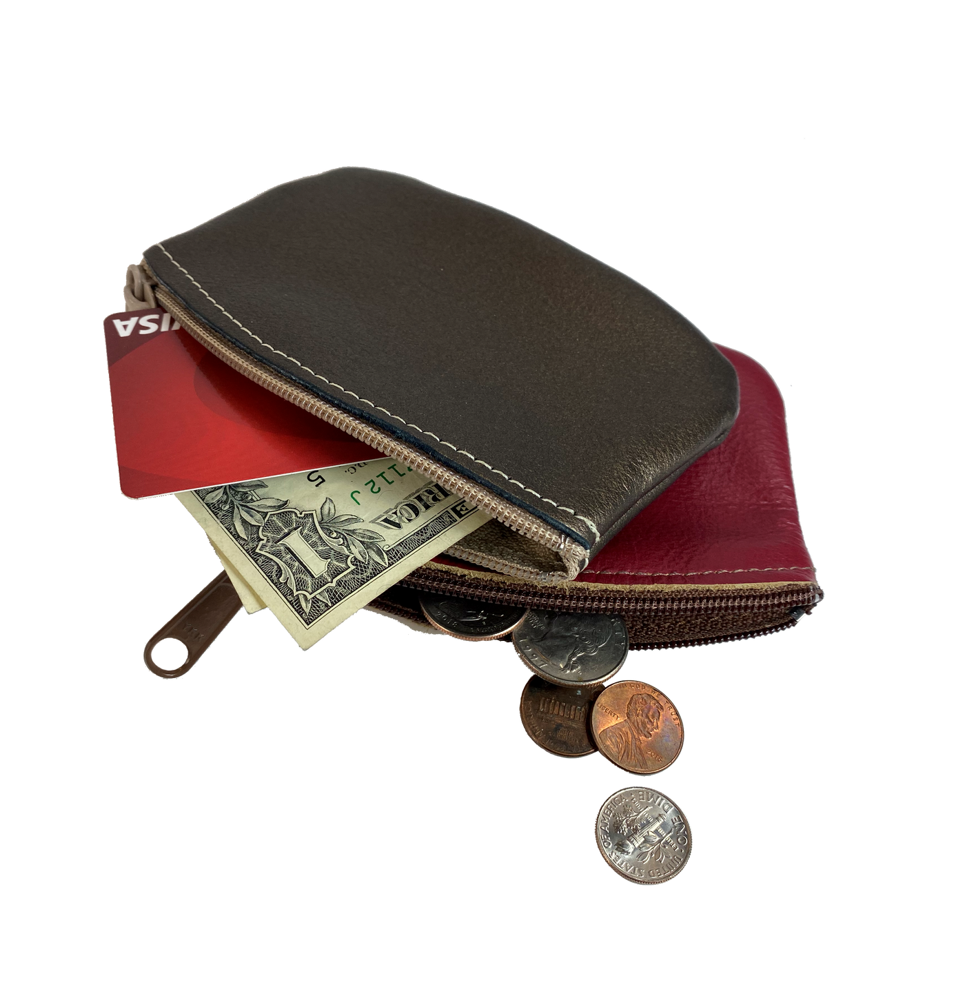 The Leather zipped case. Is it for Guitar picks, dice, coins? What would you use it for ??? These have been around for years, they're classic! Can't say that about many things! This one fits in your pocket. Choose black or earth tone browns. Sometimes we may have other colors just email and ask. BUY MORE and SAVE! Available online and in our shop in Smyrna, TN, just outside of Nashville.